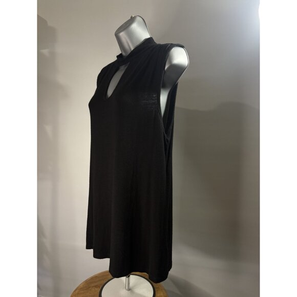 Jennifer Lopez Black Sleeveless Keyhole Neckline Choker Cut Top Tunic Collar Med - Picture 3 of 16